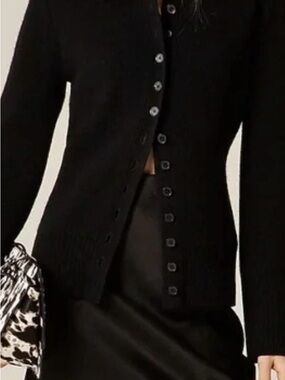 J. Crew Black Button-Front Knit Cardigan